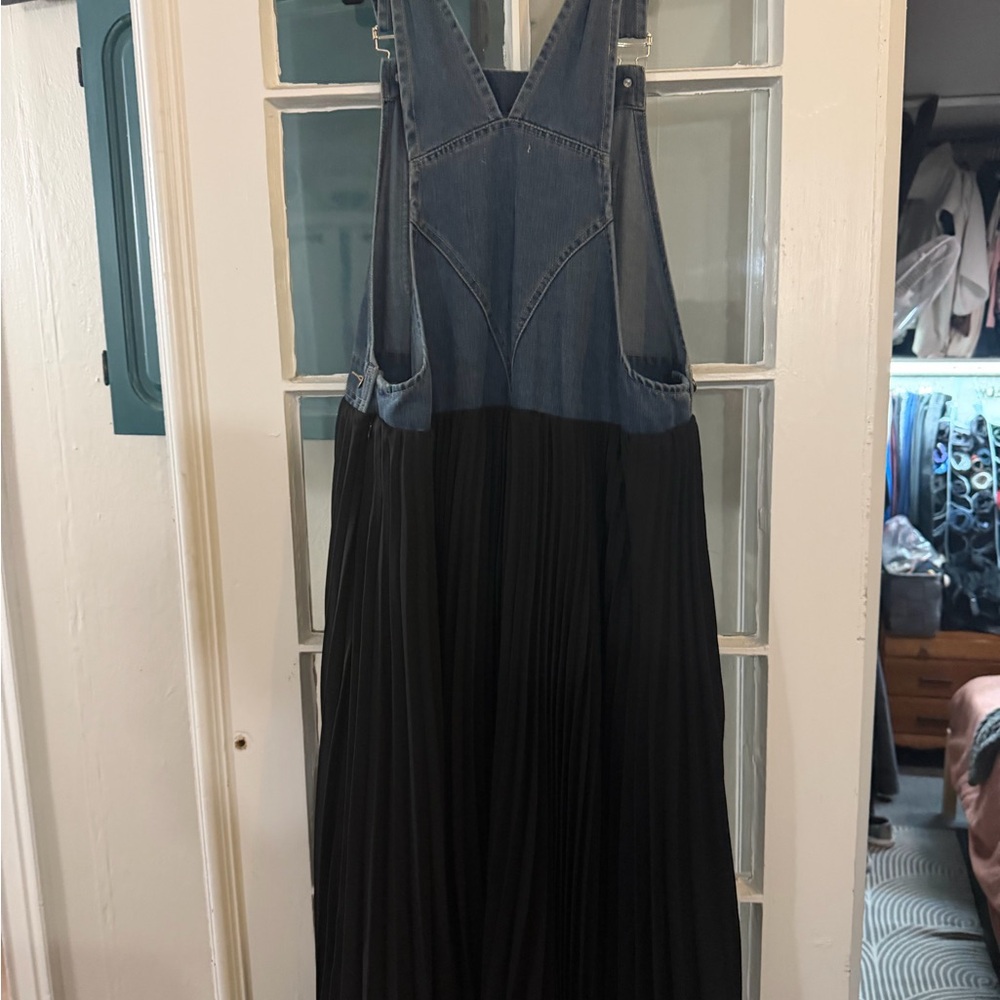 Denim and Black Midi Dress - Picture 2 of 7
